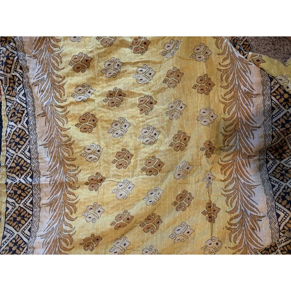 boho Kantha Quilt Throw Vintage Bedspread reversible throw 2 With 4 Patterns
